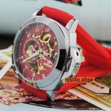 Newest Fashion 3 Color Silicon Trendy Skeleton Automatic Watch Subdial Hq Gift