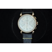Nice Vintage Mens 18 K Solid Gold Taurus Chronograph Wristwatch Keeping Time