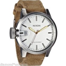 Nixon Chronicle Desert Suede Round Oversized Analog Date Watch A127 1261
