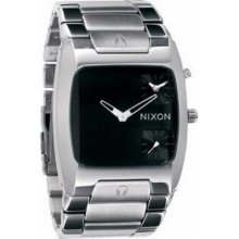 Nixon Mens The Banks Stainless Watch - Silver Bracelet - Black Dial - A060 000