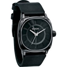 Nixon The Revolver Watch In All Black (leather, Quartz, In Box)