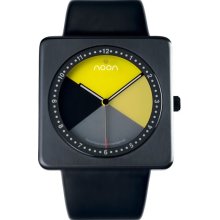 Noon Copenhagen Mens No. 19 Stainless Watch - Black Leather Strap - Yellow Dial - 19-007