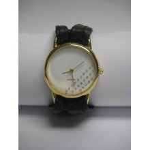 Numberless Black Soft Leather Band Watch JG-10687