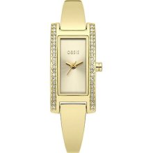 Oasis Women's Quartz Watch With Gold Dial Analogue Display And Gold Stainless Steel Plated Bangle B1273