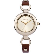 Oasis Women's Quartz Watch With Silver Dial Analogue Display And Brown Leather Strap B1353