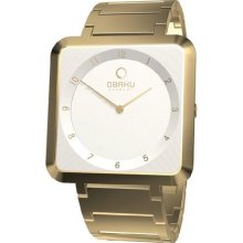 Obaku Harmony Womens Ultra Slim Stainless Watch - Gold Bracelet - White Dial - V139LGISG