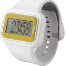 ODM Mens Rainbow Plastic Watch - White Rubber Strap - Gold Dial - ...