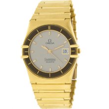 Omega Constellation 1422 18k Yellow Gold Diamond Dial Quartz Mens Watch