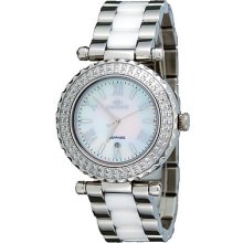 Oniss On820-l Women's Stainless Steel White Ceramic Combo Mop Dial Watch