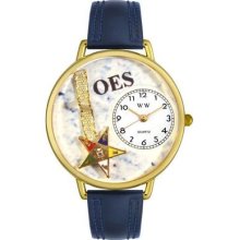 Order Of The Eastern Star Navy Blue Leather Band And Goldtone Watch G0710010