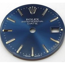 Original Ladies Rolex Date Blue W/silver Hash Marks Quickset Dial