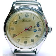 Original Vintage 1950s Gruen Precision Autowind Military Dial Watch Service 460