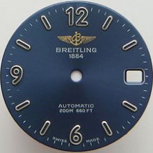 Original Vintage Breitling Automatic Shiny Blue 660 Ft Watch Dial Men's