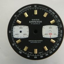 Original Vintage Swiss Emperor Chronograph Watch Dial Valjoux 7733 Men's