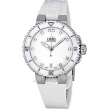 Oris Divers Date White Dial Automatic Rubber Ladies Watch 01 733 7652