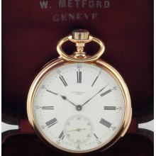 Outstanding 18k Gold Repeater Original Box Metfort Geneve Pocket Watch 1880