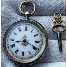 Outstanding Antique Silver Pocket Watch/fancy Enamel Dial For Russian Market