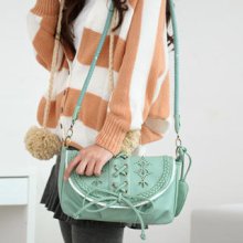 Perforated Detail Crossbody Bag Green - One Size