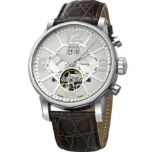 Perigaum Mens Montego 35 Jewel Automatic Brown Leather Watch P-1111-as-w-brle