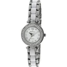 Peugeot 7073Wt Women'S 7073Wt Acrylic Link Crystal Accented Silver-Tone White Watch