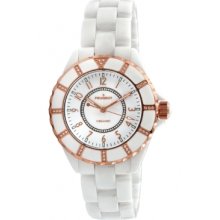 Peugeot Ladies White Ceramic Rose Gold Watch Ps4893wt