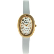 Peugeot Women's Vintage White Leather Oval Watch