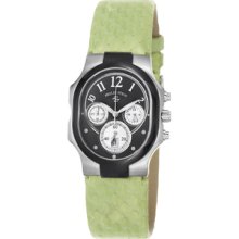 Philip Stein Women's 'Signature' Black Dial Green Leather Strap