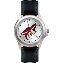 Phoenix Coyotes Silver Tone Leather Watch - Coy137 - Men