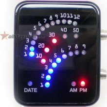 Pink Band 29 Blue and Red LED Sector Pattern LED Wrist Watch