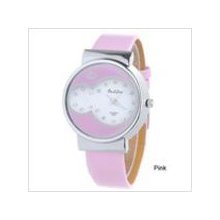 Pink - Chic Quartz Watch with Rhinestones Decor for Lady