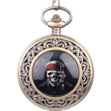 Pirate Skull Pocket Watch With A Free Leather Case