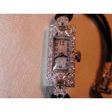 Platinum Diamond Swiss Running Well Rectangular Face 1/2 Ct C1930s 6 1/2