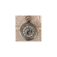 Pocket Watch with Roman Numbers Marks Round Dial - Coppery - Stainless Steel - Copper