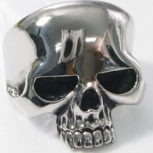 Polish Skull Stainless Steel Mens Biker Ring 14y