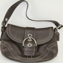 Prefect Authentic Coach Brown Soho Leather Buckle Flap Shoulder Hobo Bag