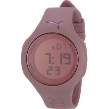 Puma Womens Loop Digital Display Purple Grey Plastic Case Polyurethane Watch
