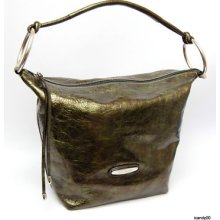 Puntotres Barcelona Spain Crinkle Leather Bucket Shoulder Bag Handbag Hobo