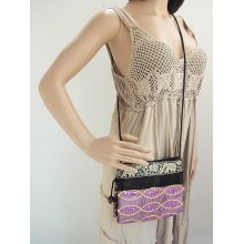 Purple Berry Silk Plastic Net Weaving Small Cross-Body Bag Fair Trade Handmade Thailand (BG174S1.X604)