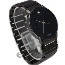 Rare Black Men's Quartz Analog Pointer Display Wrist Watch