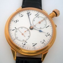 Rare Swiss Antique Wristwatch Chronograph Longines An Enamel Dial Gilt Case