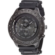 Raymond Japan Quartz Movement Black Crystal Bezel Black Rubber Strap Mens Watch