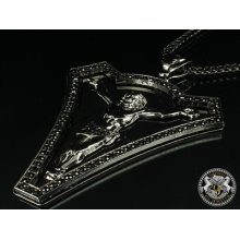 Real Stainless Steel Black Gold Finish Necklace Jesus Crucifix Big Pendant Set