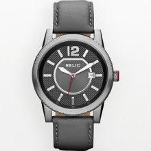 Relic Payton Gunmetal Leather Watch - Zr12001 - Men
