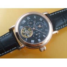 Rg Dual Time Open Heart Automatic Watch Black