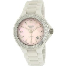 Roberto Bianci Condezza White Ceramic CZ Studded Women's Watch-H2 ...