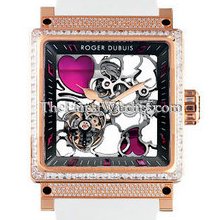 Roger Dubuis King Square Pink Gold Ruby Hearts Flying Tourbillon Watch