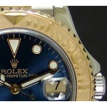 ROLEX - 18kt Gold & SS MidSize YachtMaster Blue 68623