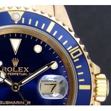 ROLEX - 18kt Gold Mens 40mm Submariner - Blue Dial - 16618