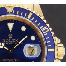 ROLEX - 18kt Gold SUBMARINER Blue Dial Model - 16618