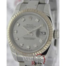 Rolex Datejust 179174 Stainlesss Steel Oyster Bracelet Silver Diamond Dial